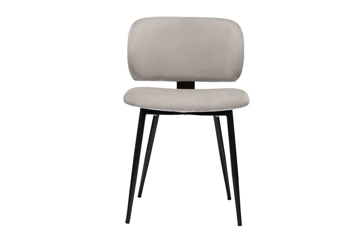 Miliboo Sillas Modernas-Set de 2 sillas de terciopelo color topo y metal negro ATRIUM