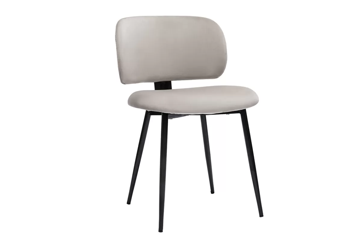 Miliboo Sillas Modernas-Set de 2 sillas de terciopelo color topo y metal negro ATRIUM