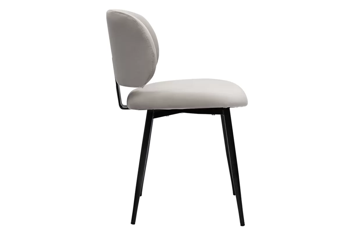 Miliboo Sillas Modernas-Set de 2 sillas de terciopelo color topo y metal negro ATRIUM
