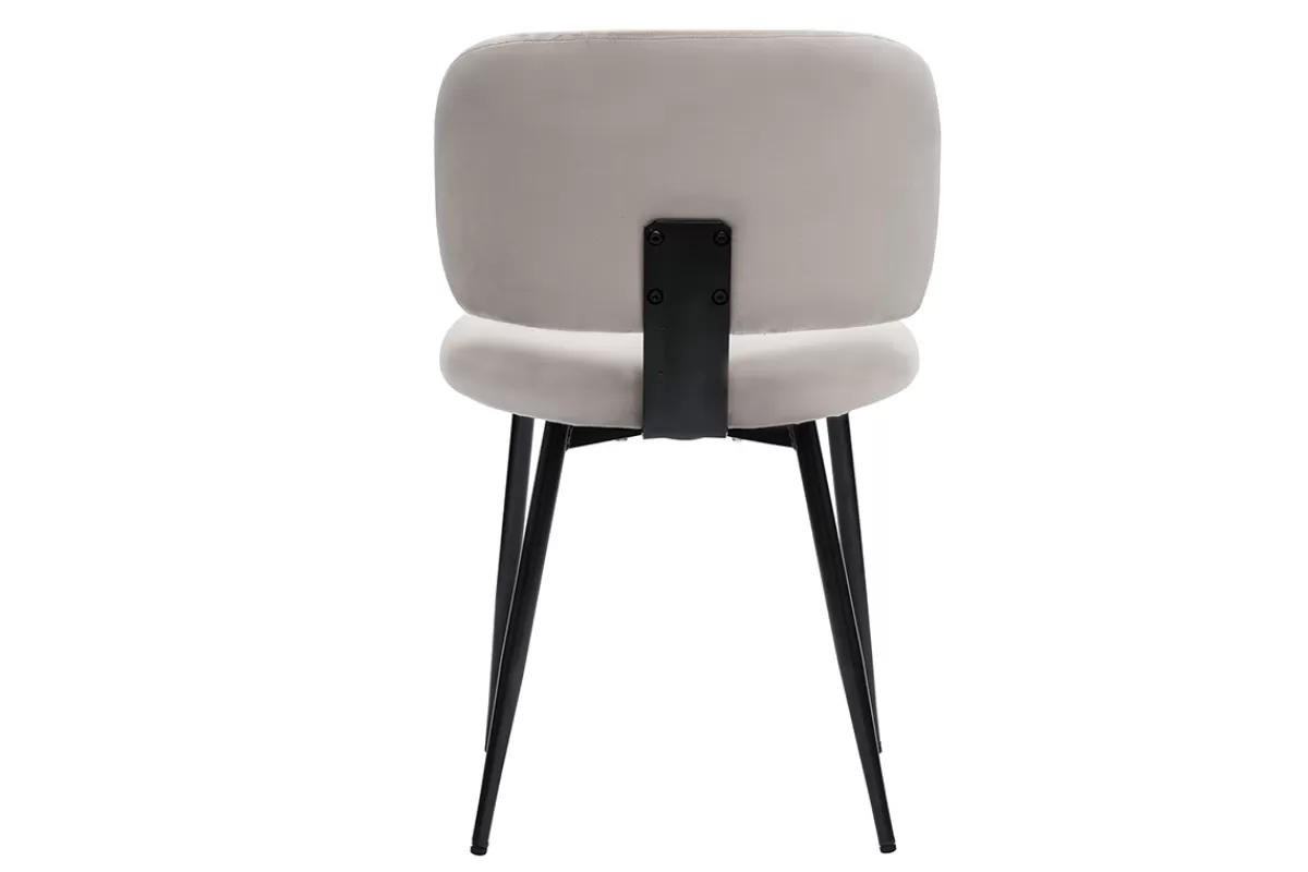 Miliboo Sillas Modernas-Set de 2 sillas de terciopelo color topo y metal negro ATRIUM