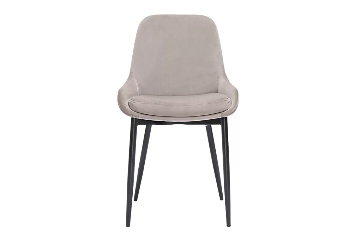 Miliboo Sillas Modernas-Set de 2 sillas de terciopelo color topo y metal negro HOLO