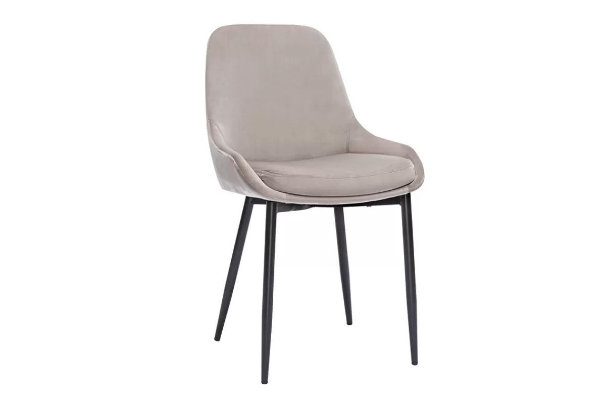 Miliboo Sillas Modernas-Set de 2 sillas de terciopelo color topo y metal negro HOLO