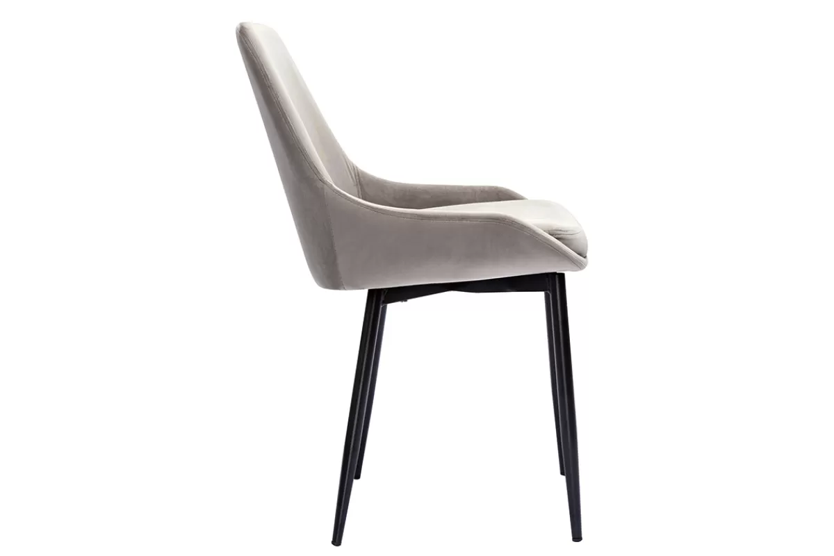 Miliboo Sillas Modernas-Set de 2 sillas de terciopelo color topo y metal negro HOLO