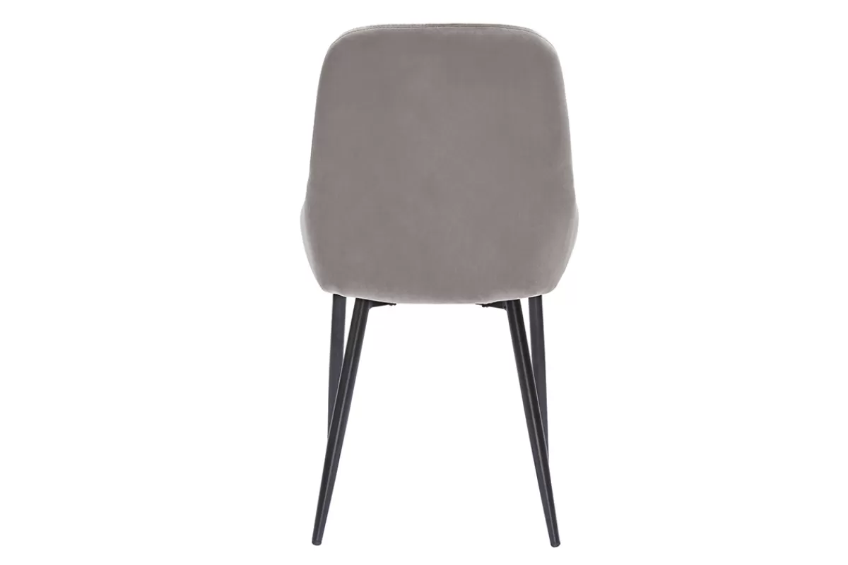 Miliboo Sillas Modernas-Set de 2 sillas de terciopelo color topo y metal negro HOLO