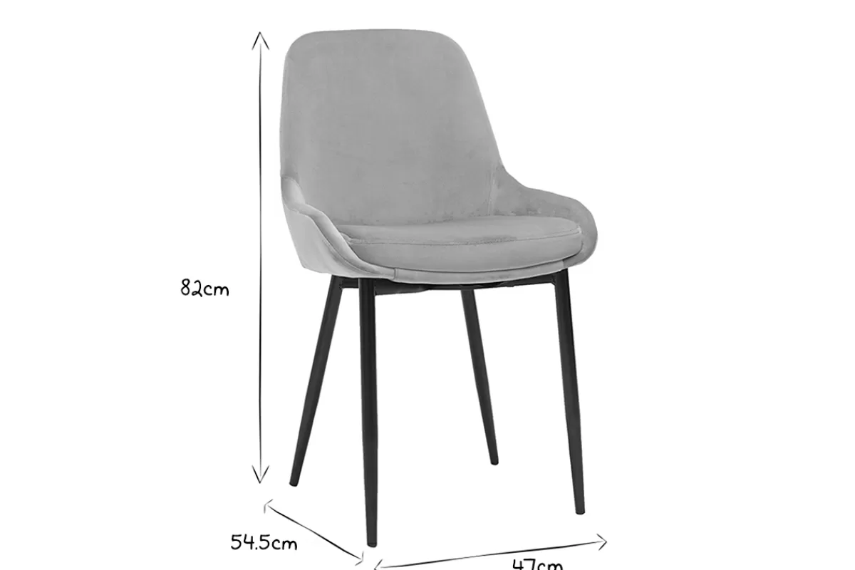 Miliboo Sillas Modernas-Set de 2 sillas de terciopelo color topo y metal negro HOLO