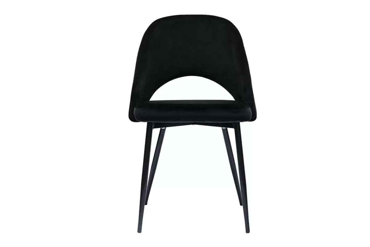 Miliboo Sillas Modernas-Set de 2 sillas de terciopelo negro con patas de metal COSETTE