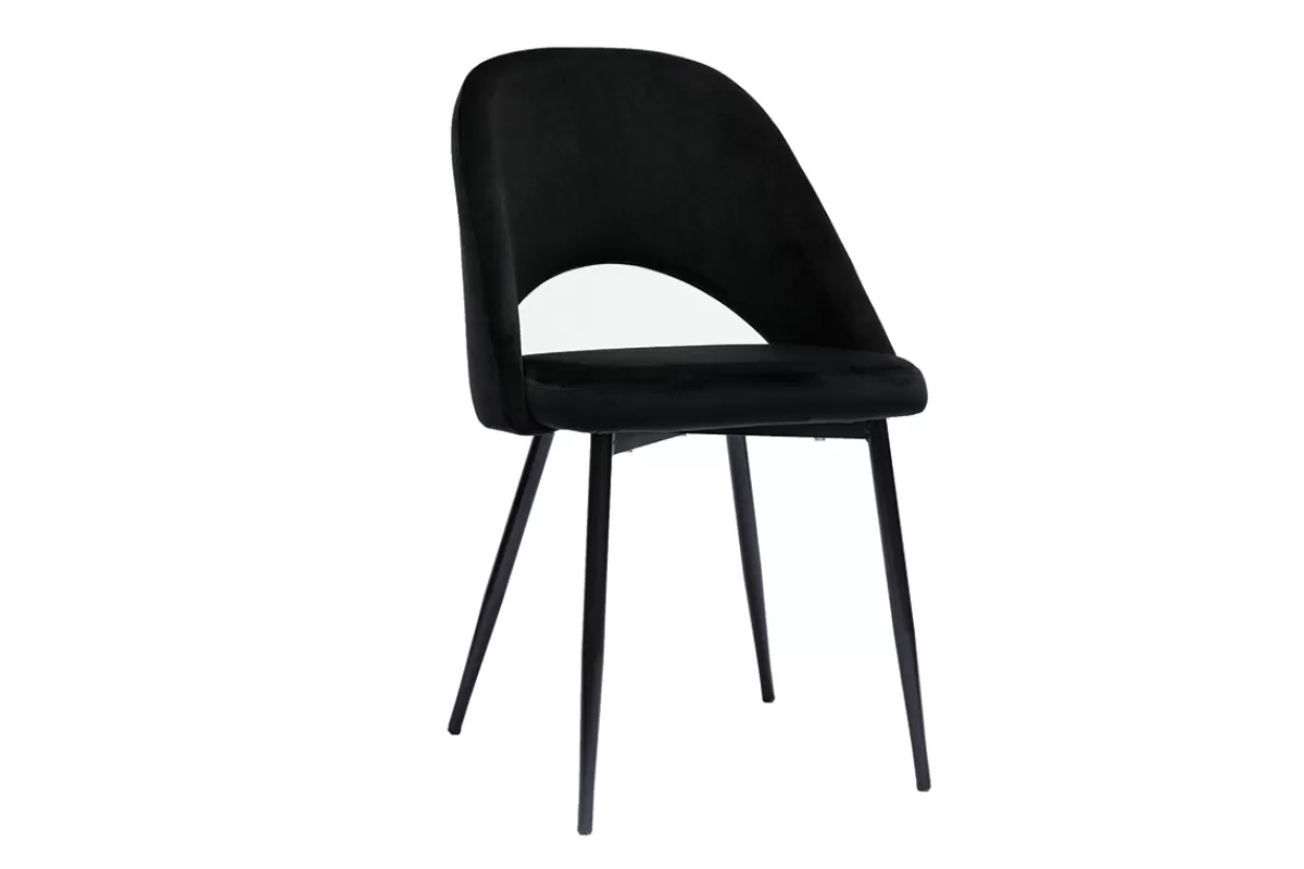 Miliboo Sillas Modernas-Set de 2 sillas de terciopelo negro con patas de metal COSETTE
