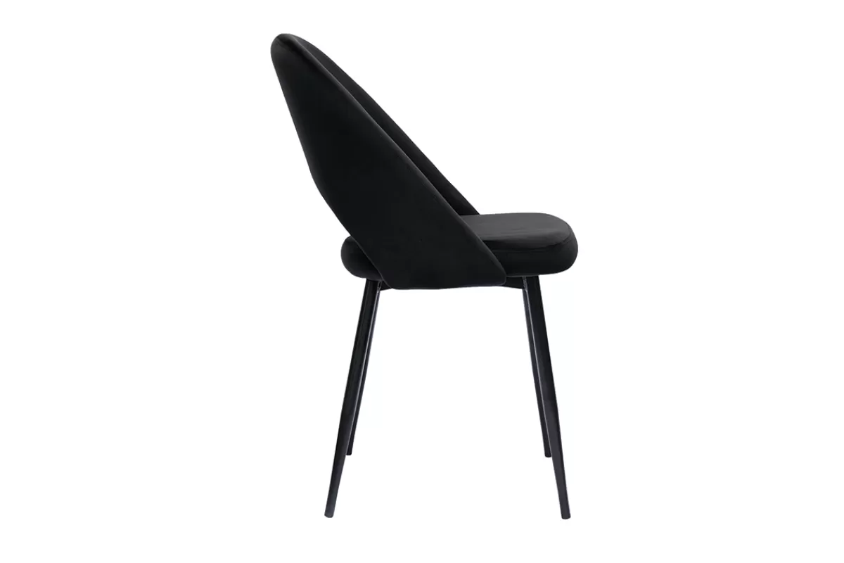 Miliboo Sillas Modernas-Set de 2 sillas de terciopelo negro con patas de metal COSETTE
