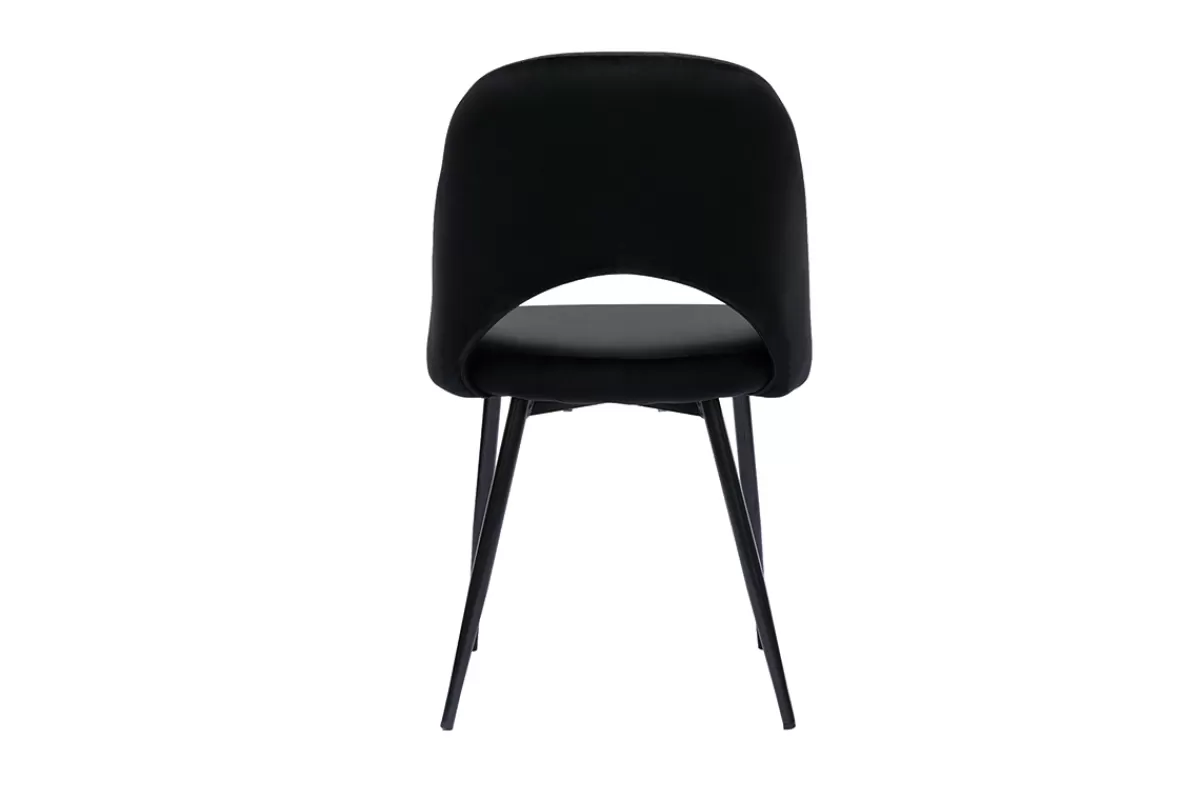 Miliboo Sillas Modernas-Set de 2 sillas de terciopelo negro con patas de metal COSETTE