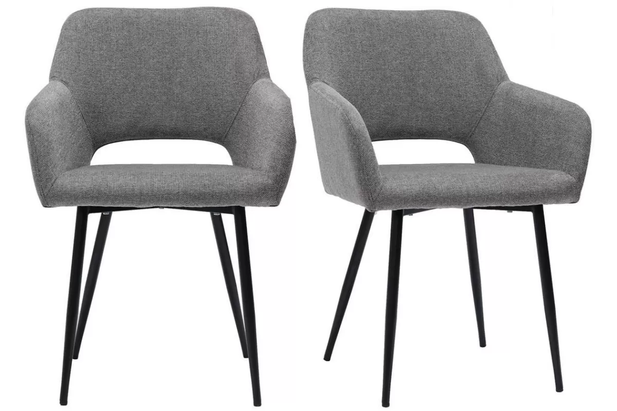 Miliboo Sillas Modernas-Set de 2 sillas efecto aterciopelado texturizado gris LAURETTE