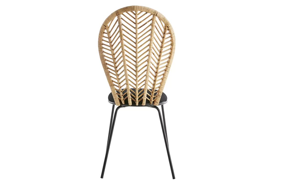 Miliboo Sillas Modernas-Set de 2 sillas negras de ratán, tela y metal PEACOCK