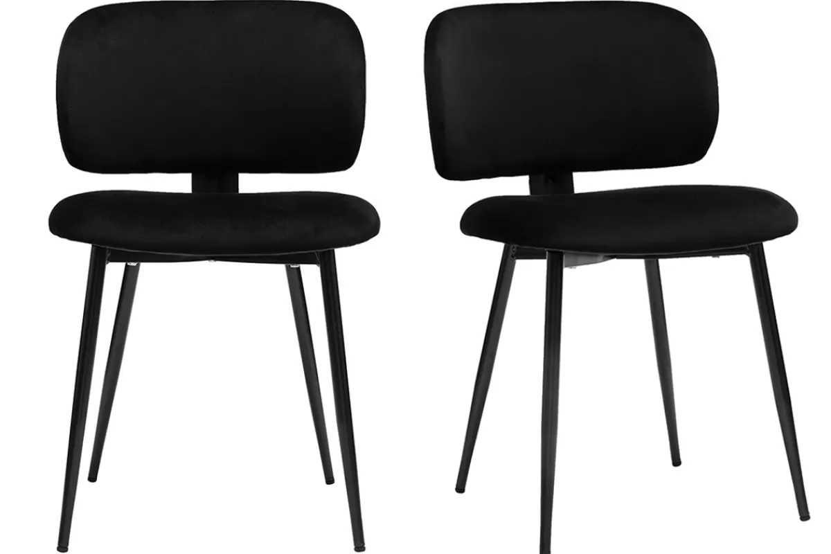 Miliboo Sillas Modernas-Set de 2 sillas negras de terciopelo y metal ATRIUM