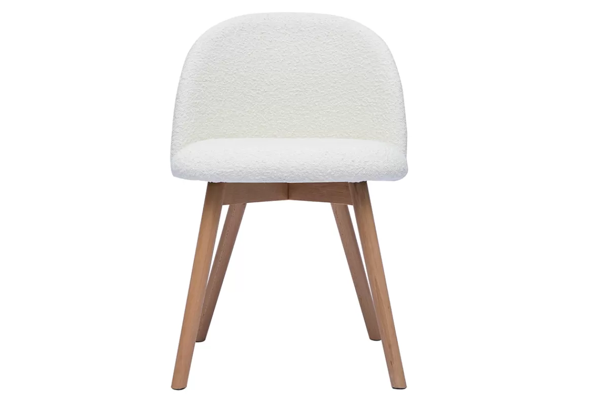 Miliboo Sillas Modernas-Set de 2 sillas nórdicas de borreguillo blanco y madera clara maciza CELESTE