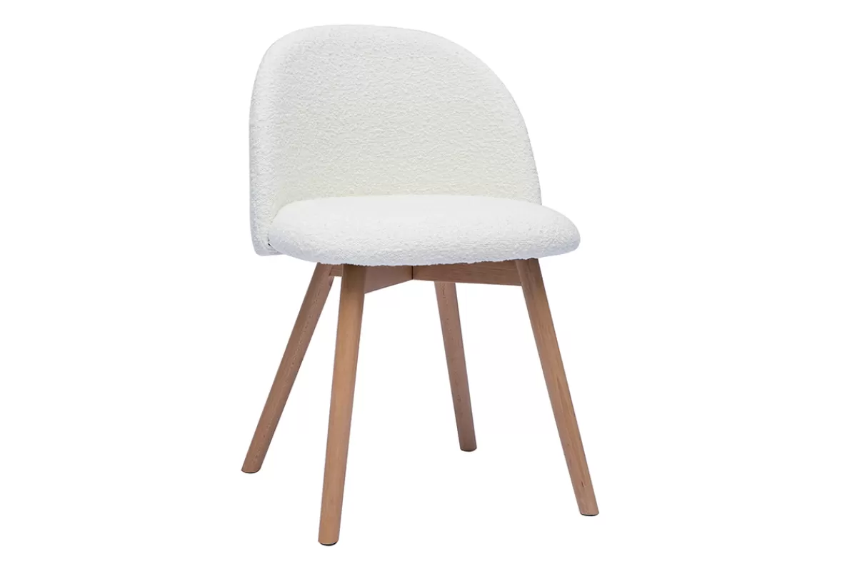 Miliboo Sillas Modernas-Set de 2 sillas nórdicas de borreguillo blanco y madera clara maciza CELESTE