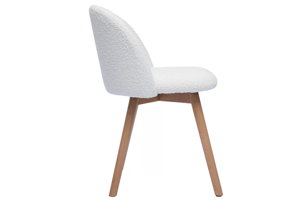 Miliboo Sillas Modernas-Set de 2 sillas nórdicas de borreguillo blanco y madera clara maciza CELESTE