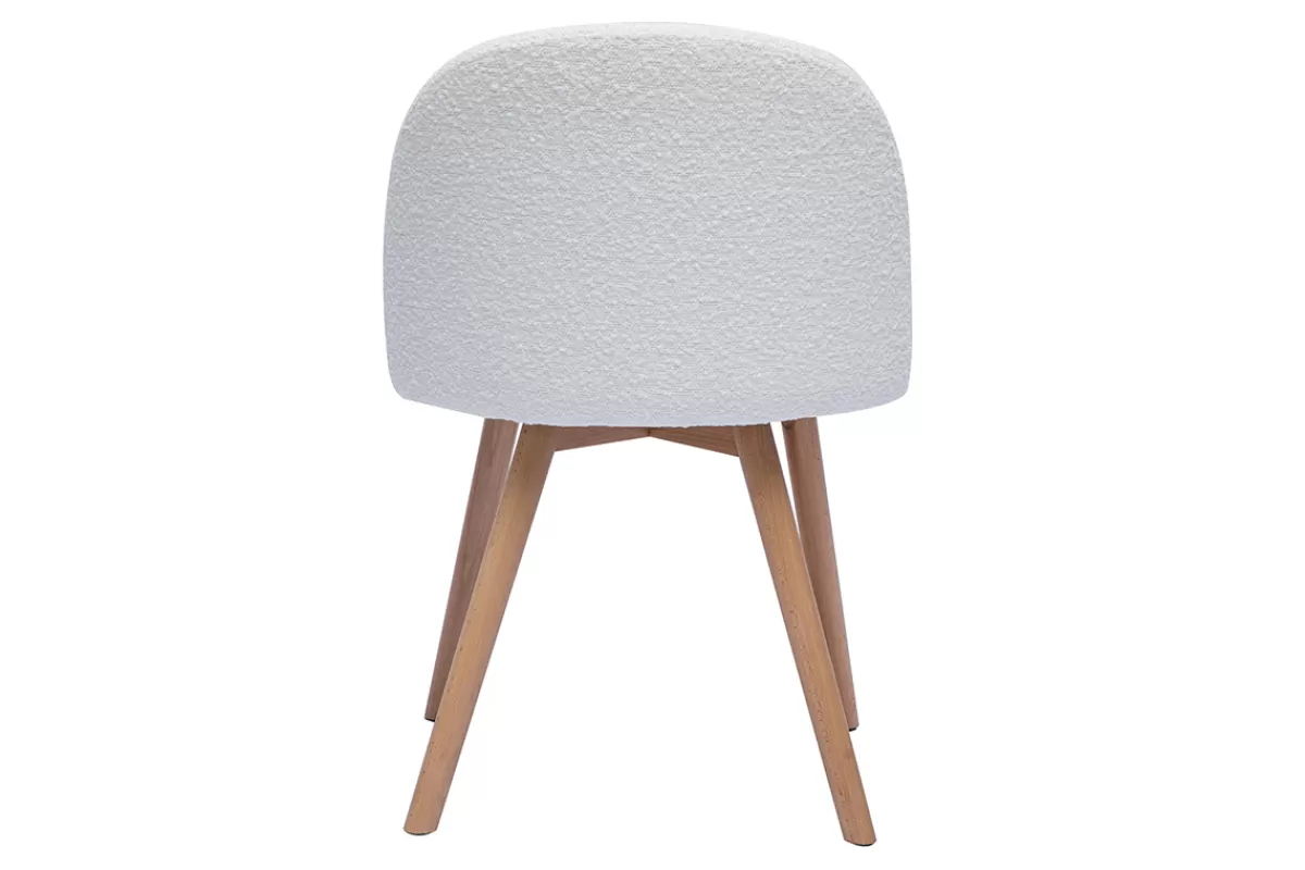 Miliboo Sillas Modernas-Set de 2 sillas nórdicas de borreguillo blanco y madera clara maciza CELESTE