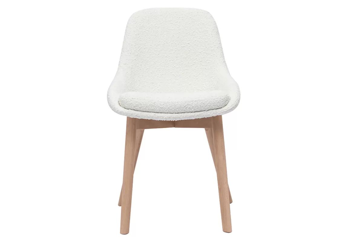 Miliboo Sillas Modernas-Set de 2 sillas nórdicas de borreguillo blanco y madera clara maciza HOLO