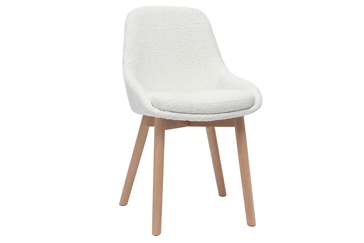 Miliboo Sillas Modernas-Set de 2 sillas nórdicas de borreguillo blanco y madera clara maciza HOLO