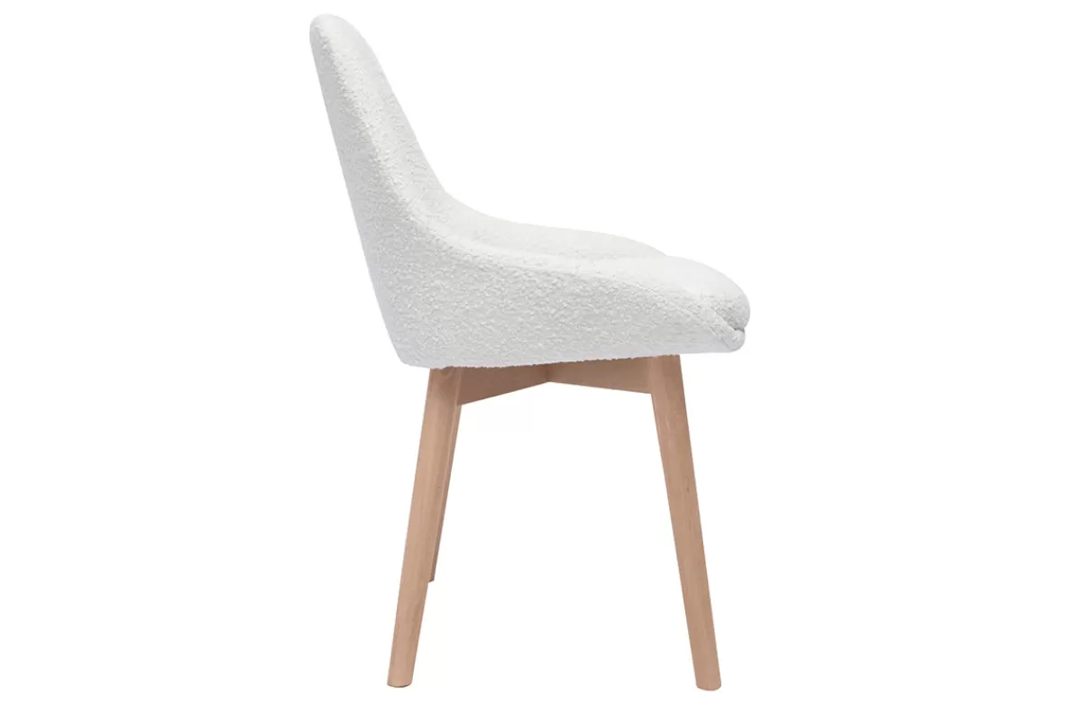 Miliboo Sillas Modernas-Set de 2 sillas nórdicas de borreguillo blanco y madera clara maciza HOLO