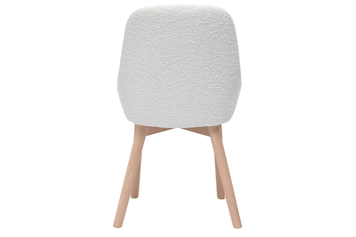 Miliboo Sillas Modernas-Set de 2 sillas nórdicas de borreguillo blanco y madera clara maciza HOLO