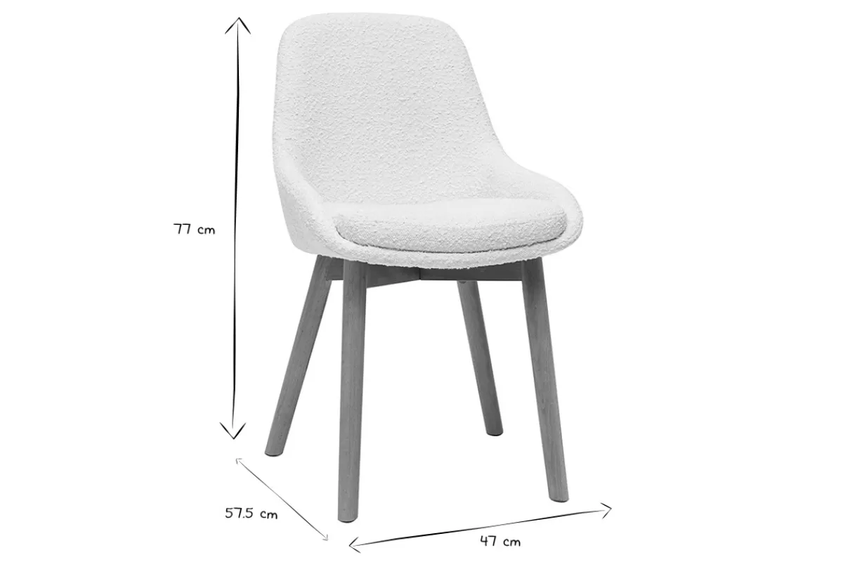 Miliboo Sillas Modernas-Set de 2 sillas nórdicas de borreguillo blanco y madera clara maciza HOLO