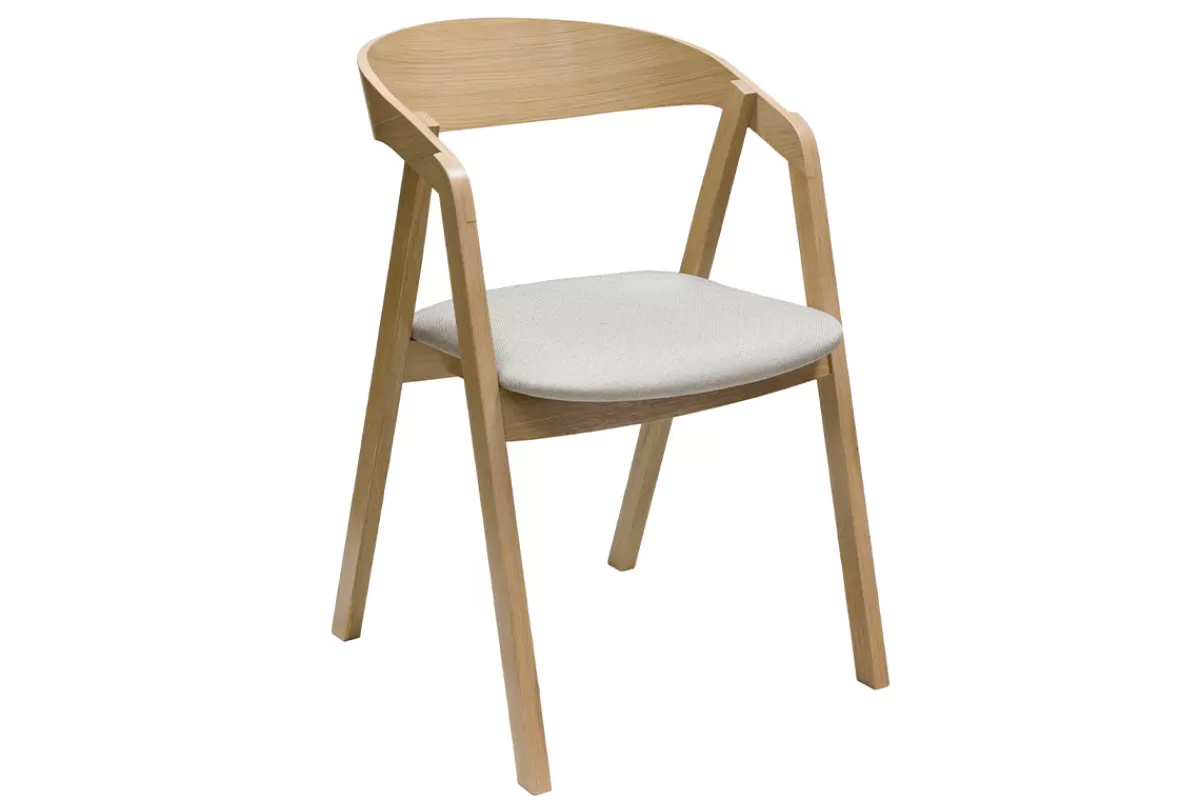 Miliboo Sillas Modernas-Set de 2 sillas nórdicas de madera clara de roble macizo y tela beige LOVA