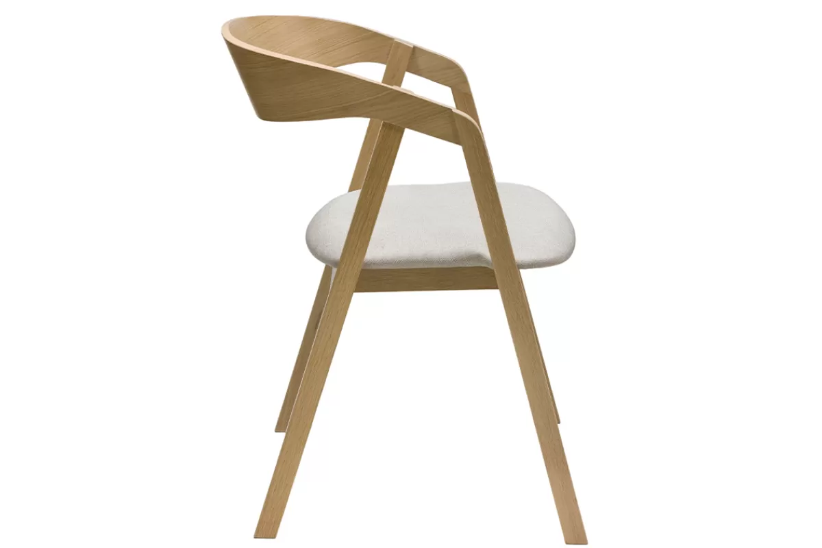 Miliboo Sillas Modernas-Set de 2 sillas nórdicas de madera clara de roble macizo y tela beige LOVA
