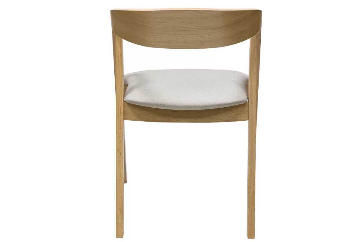 Miliboo Sillas Modernas-Set de 2 sillas nórdicas de madera clara de roble macizo y tela beige LOVA