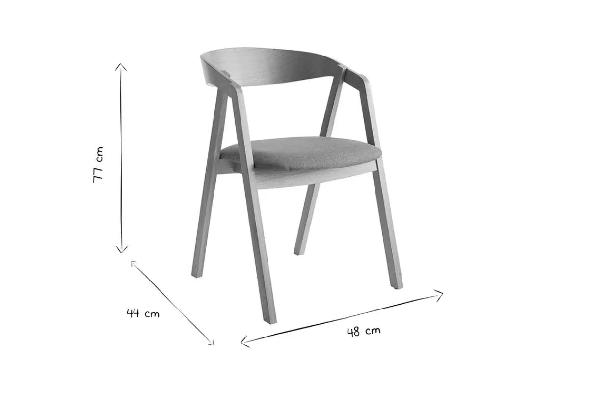 Miliboo Sillas Modernas-Set de 2 sillas nórdicas de madera clara de roble macizo y tela beige LOVA