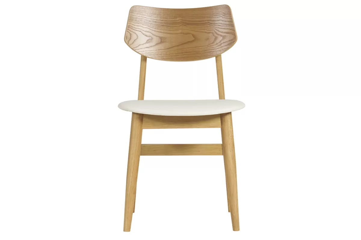 Miliboo Sillas Modernas-Set de 2 sillas nórdicas de madera clara y blanco ELION