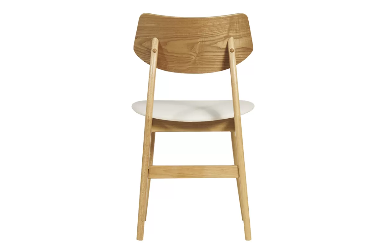 Miliboo Sillas Modernas-Set de 2 sillas nórdicas de madera clara y blanco ELION
