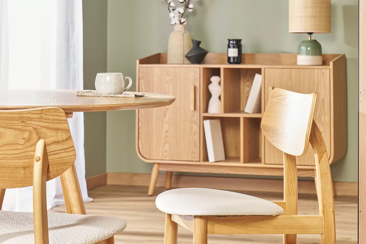 Miliboo Sillas Modernas-Set de 2 sillas nórdicas de madera clara y blanco ELION