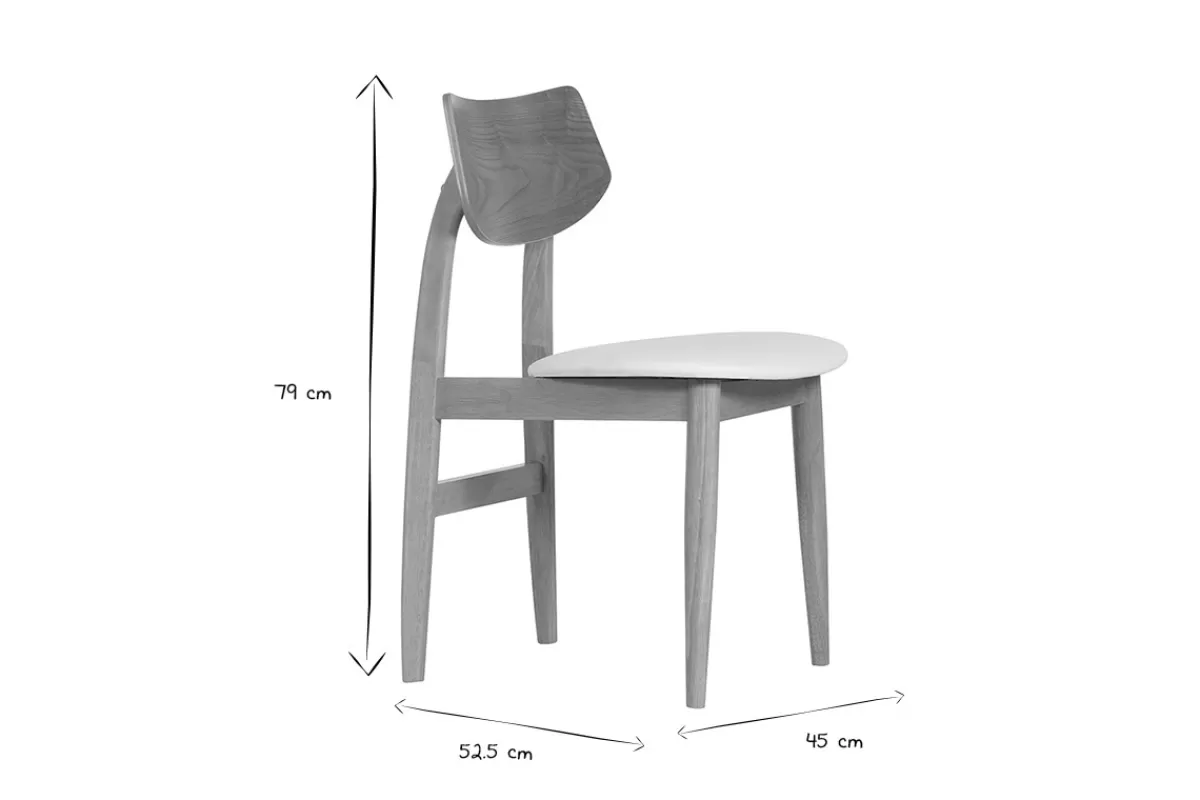 Miliboo Sillas Modernas-Set de 2 sillas nórdicas de madera clara y blanco ELION