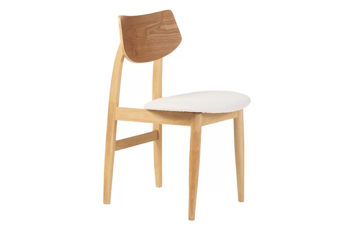 Miliboo Sillas Modernas-Set de 2 sillas nórdicas de madera clara y borreguillo blanco ELION