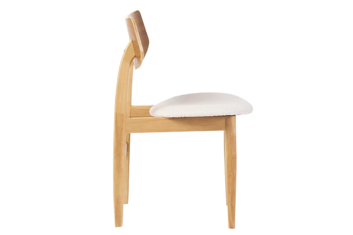 Miliboo Sillas Modernas-Set de 2 sillas nórdicas de madera clara y borreguillo blanco ELION
