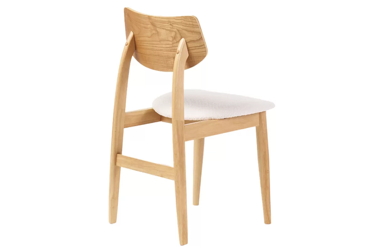 Miliboo Sillas Modernas-Set de 2 sillas nórdicas de madera clara y borreguillo blanco ELION