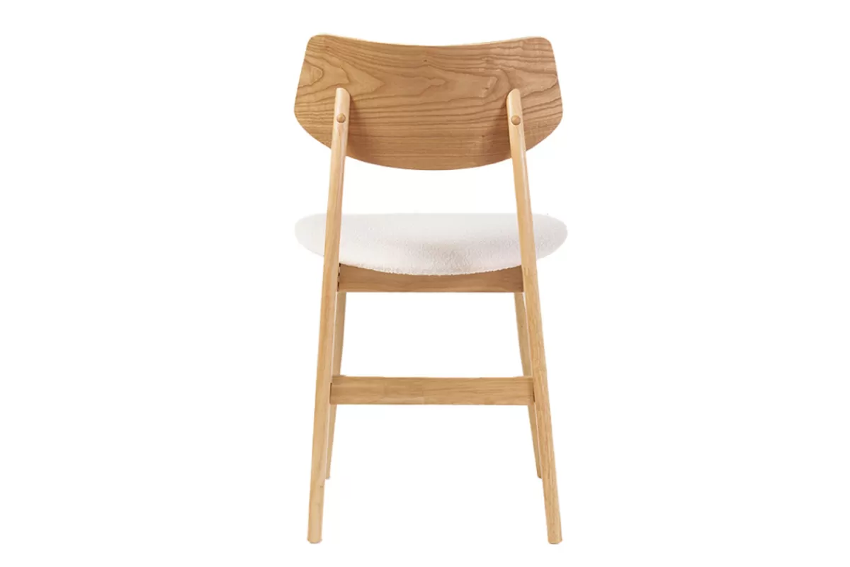 Miliboo Sillas Modernas-Set de 2 sillas nórdicas de madera clara y borreguillo blanco ELION