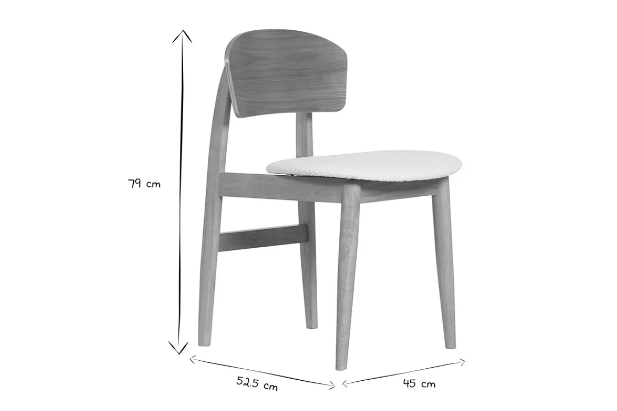 Miliboo Sillas Modernas-Set de 2 sillas nórdicas de madera clara y borreguillo blanco ELION
