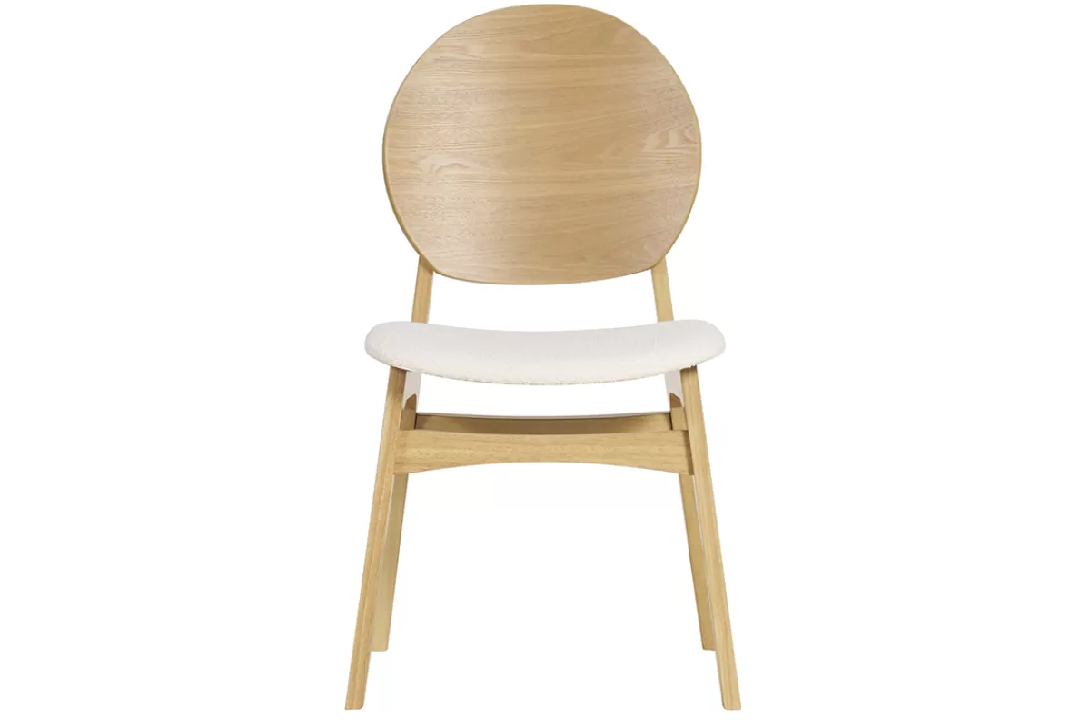 Miliboo Sillas Modernas-Set de 2 sillas nórdicas de madera clara y borreguillo blanco ELTON