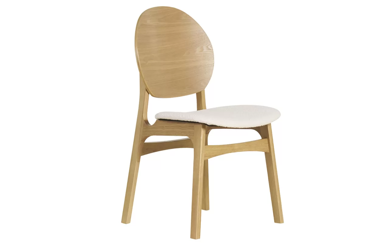 Miliboo Sillas Modernas-Set de 2 sillas nórdicas de madera clara y borreguillo blanco ELTON