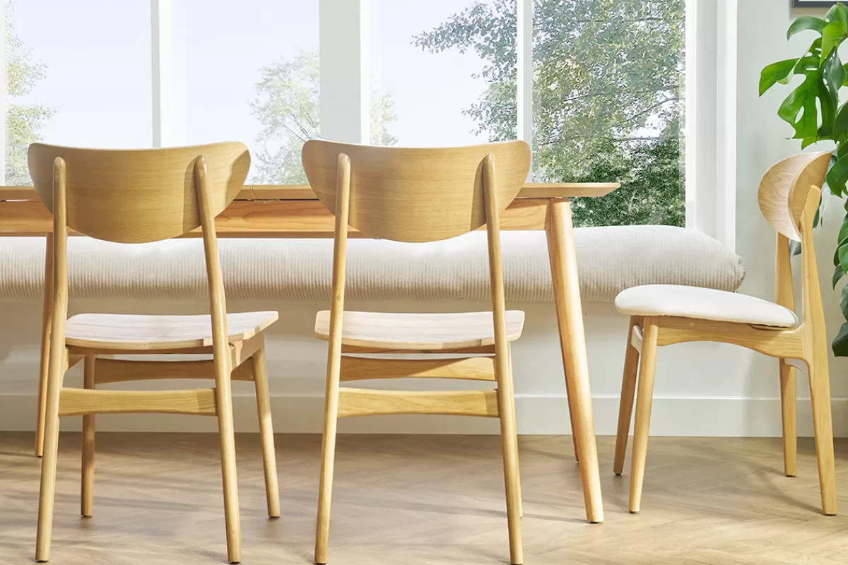 Miliboo Sillas Modernas-Set de 2 sillas nórdicas de madera de roble macizo clara MAYA