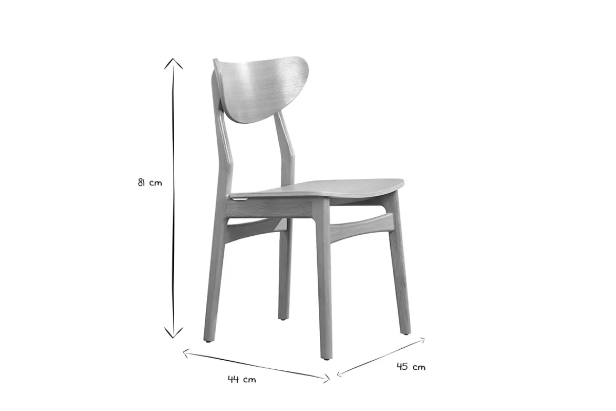 Miliboo Sillas Modernas-Set de 2 sillas nórdicas de madera de roble macizo clara MAYA