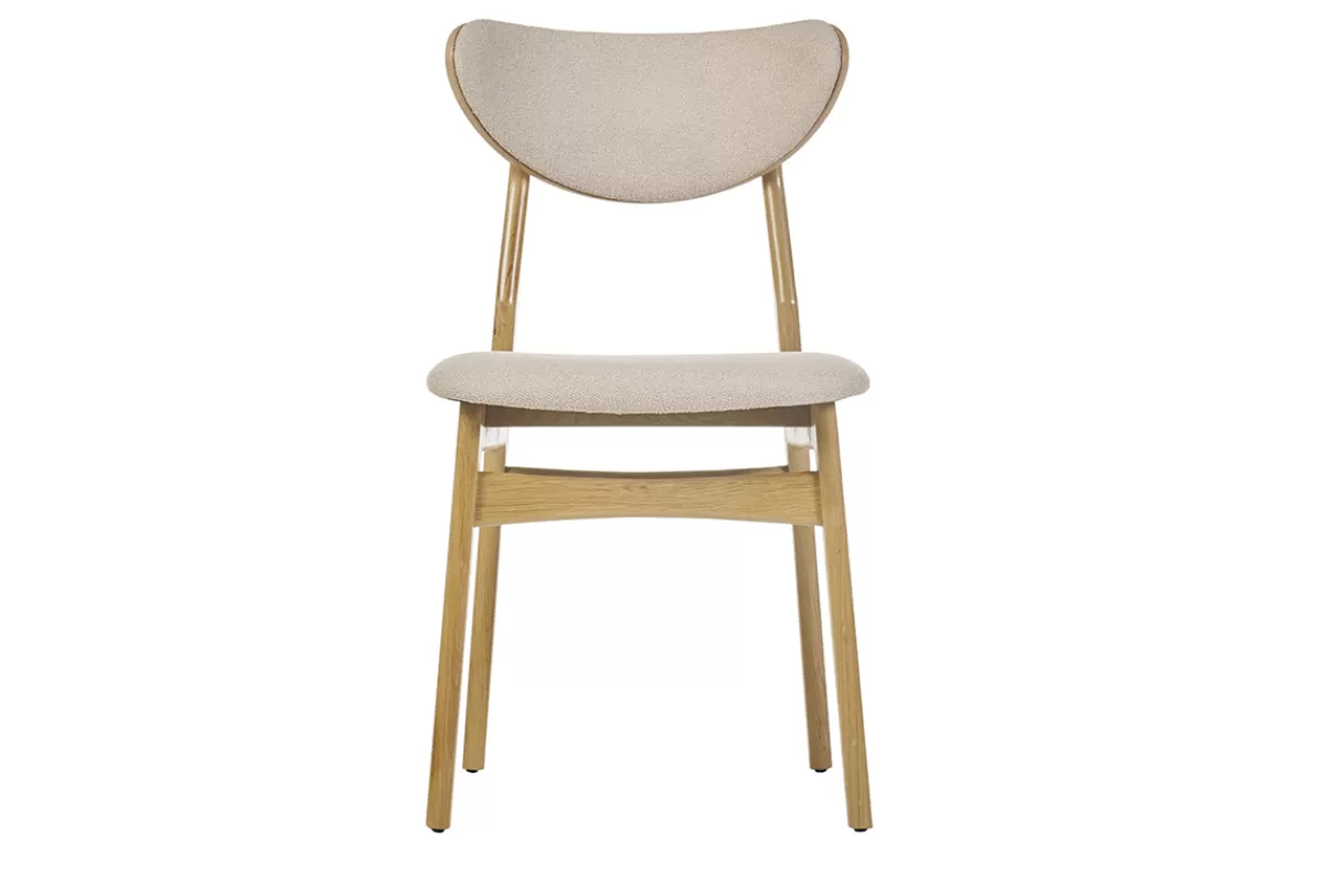 Miliboo Sillas Modernas | Sillas De Madera-Set de 2 sillas nórdicas de tejido borreguillo beige y madera clara de haya maciza MAYA