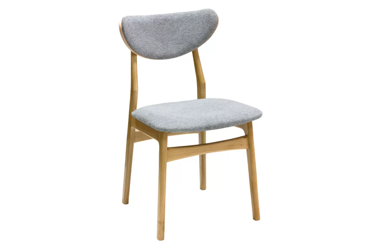 Miliboo Sillas Modernas-Set de 2 sillas nórdicas de tejido efecto aterciopelado texturizado gris jaspeado y madera clara de haya maciza MAYA