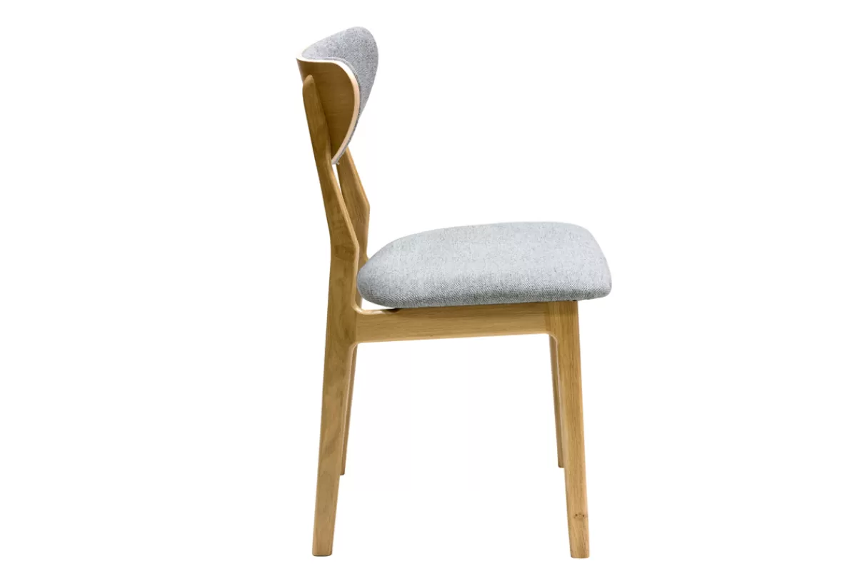 Miliboo Sillas Modernas-Set de 2 sillas nórdicas de tejido efecto aterciopelado texturizado gris jaspeado y madera clara de haya maciza MAYA