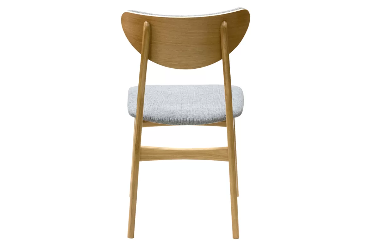 Miliboo Sillas Modernas-Set de 2 sillas nórdicas de tejido efecto aterciopelado texturizado gris jaspeado y madera clara de haya maciza MAYA