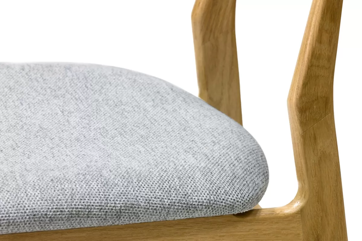 Miliboo Sillas Modernas-Set de 2 sillas nórdicas de tejido efecto aterciopelado texturizado gris jaspeado y madera clara de haya maciza MAYA