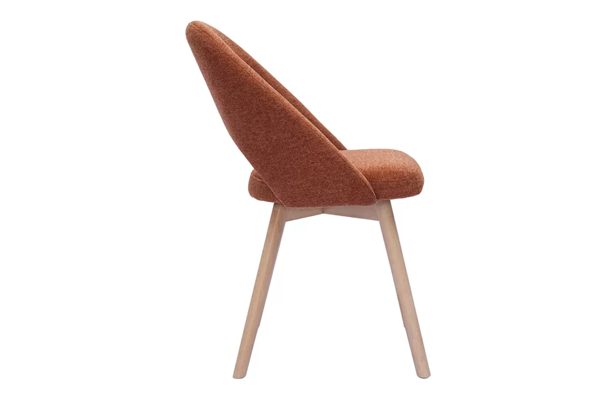 Miliboo Sillas Modernas-Set de 2 sillas nórdicas de tejido efecto aterciopelado texturizado terracota y madera clara COSETTE