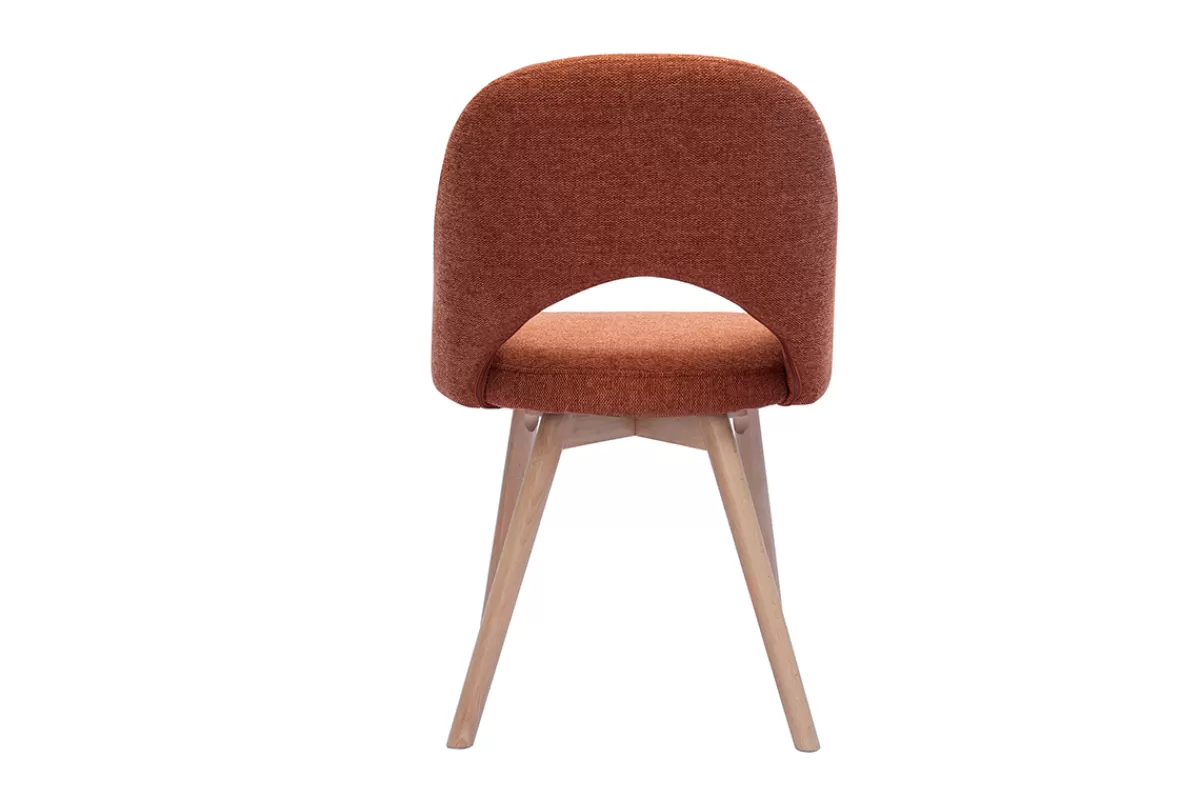 Miliboo Sillas Modernas-Set de 2 sillas nórdicas de tejido efecto aterciopelado texturizado terracota y madera clara COSETTE