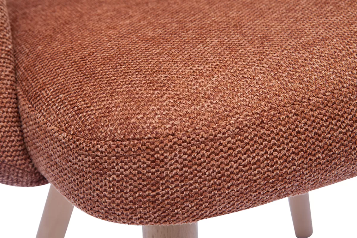 Miliboo Sillas Modernas-Set de 2 sillas nórdicas de tejido efecto aterciopelado texturizado terracota y madera clara COSETTE